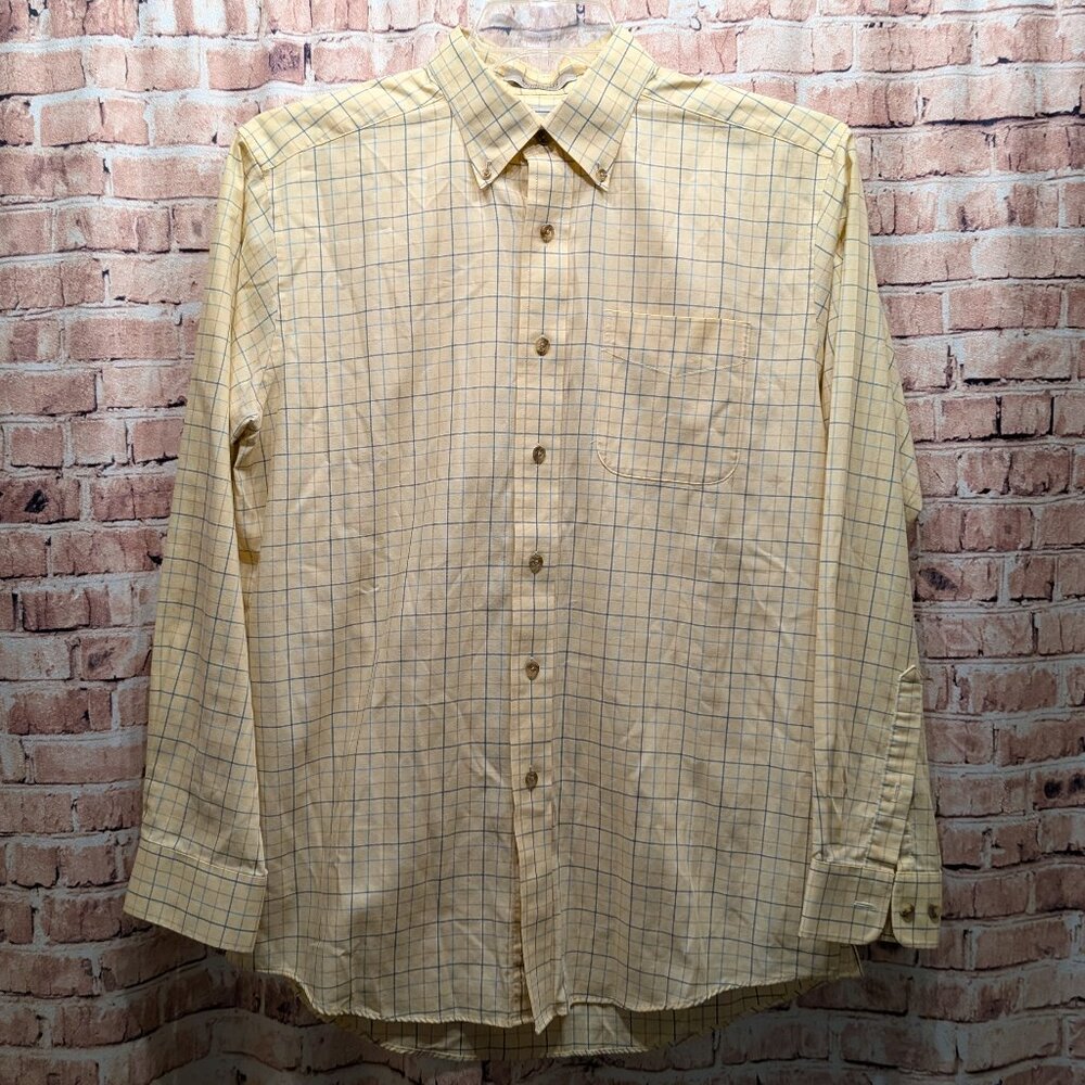 L.L. Bean Shirt Yellow Plaid Button Down Size Medium - Picture 3 of 13
